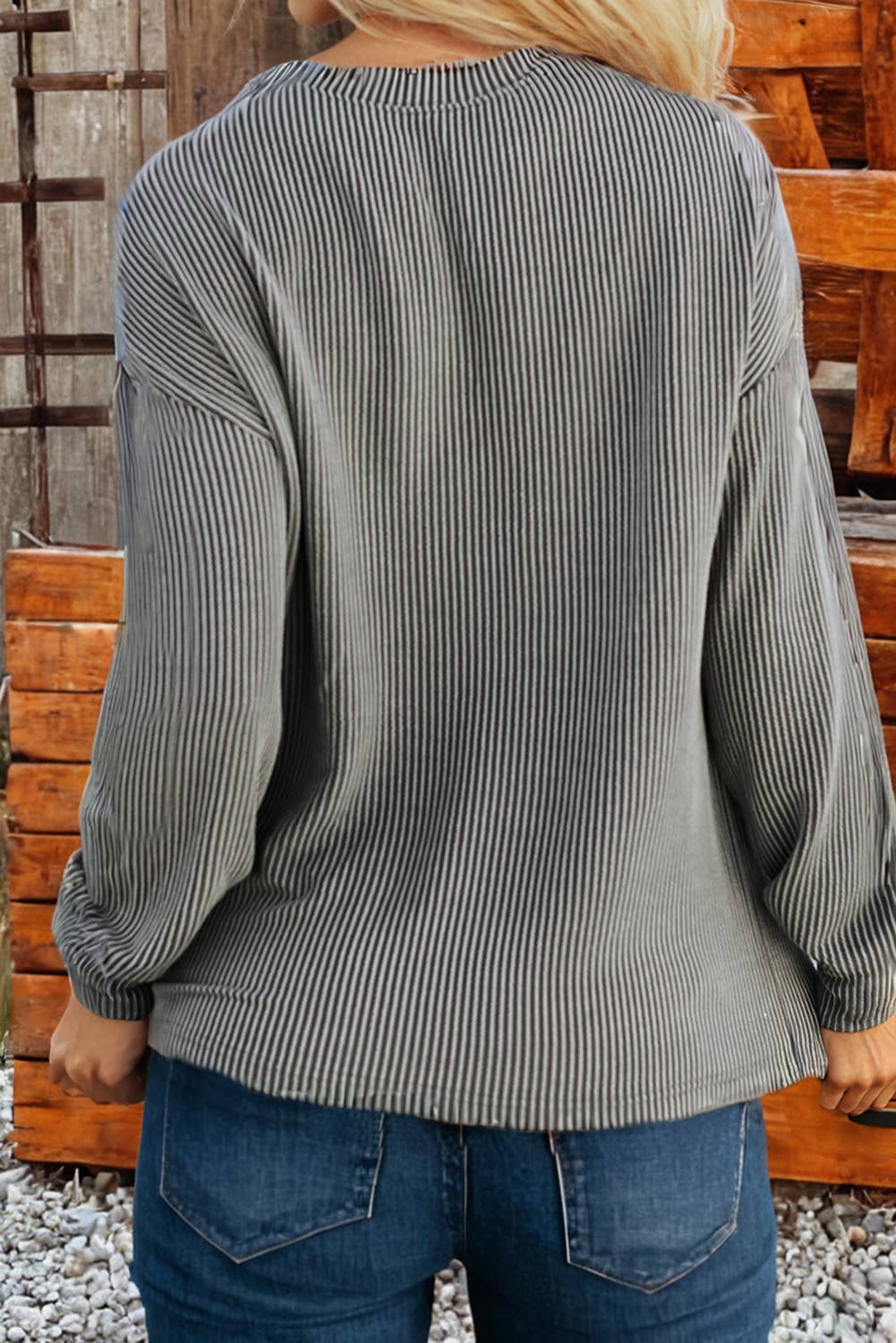 Corded GAME DAY Graphic Long Sleeve Crewneck Top